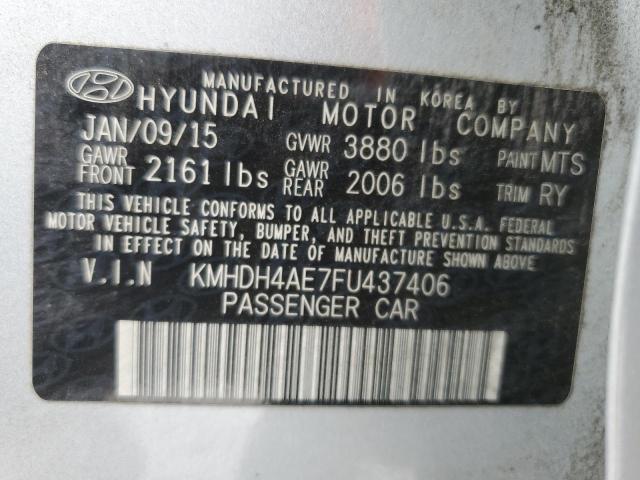 KMHDH4AE7FU437406 - 2015 HYUNDAI ELANTRA SE SILVER photo 12