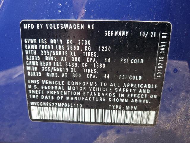 WVGGNPE22MP062110 - 2021 VOLKSWAGEN ID.4 PRO S ლურჯი ფოტო 12