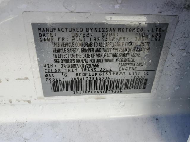 3N1AB8CVXNY297556 - 2022 NISSAN SENTRA SV WHITE photo 12