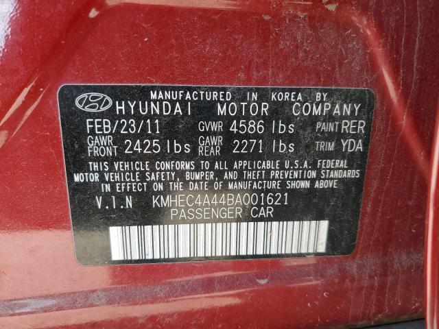 KMHEC4A44BA001621 - 2011 HYUNDAI SONATA HYBRID RED photo 12