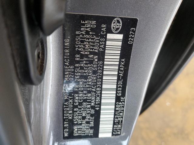 4T1BK36B36U128226 - 2006 TOYOTA AVALON XL GRAY photo 12