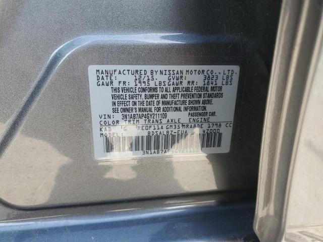 3N1AB7AP4GY211109 - 2016 NISSAN SENTRA S CHARCOAL photo 13