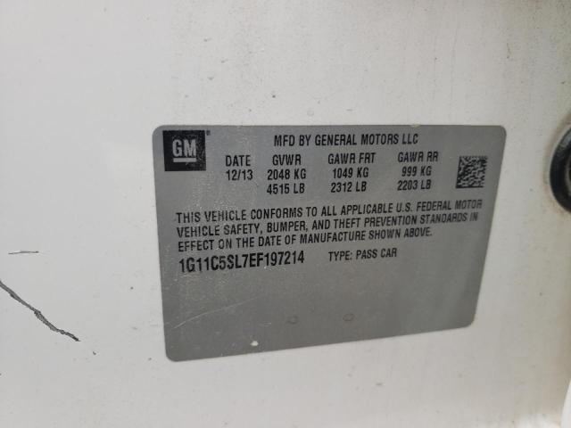 1G11C5SL7EF197214 - 2014 CHEVROLET MALIBU 1LT თეთრი ფოტო 12