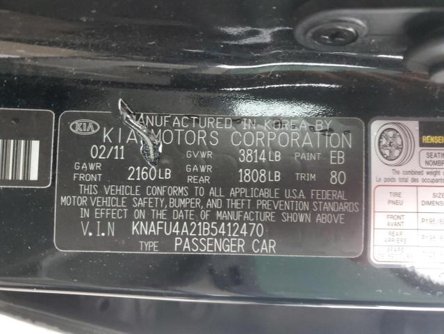 KNAFU4A21B5412470 - 2011 KIA FORTE EX BLACK photo 12