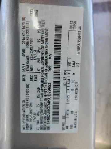 1FMCU0GD4KUB29652 - 2019 FORD ESCAPE SE SILVER photo 13