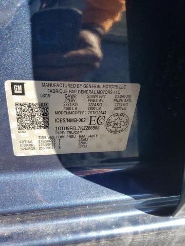 1GTU9FEL7KZ286568 - 2019 GMC SIERRA K1500 DENALI BLUE photo 12