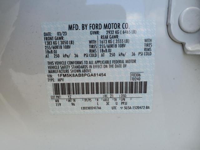 1FM5K8AB8PGA81454 - 2023 FORD EXPLORER POLICE INTERCEPTOR 白色 照片 13