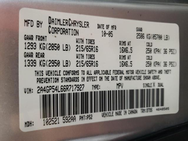2A4GP54L66R717927 - 2006 CHRYSLER TOWN & COU TOURING Gümüş foto 14