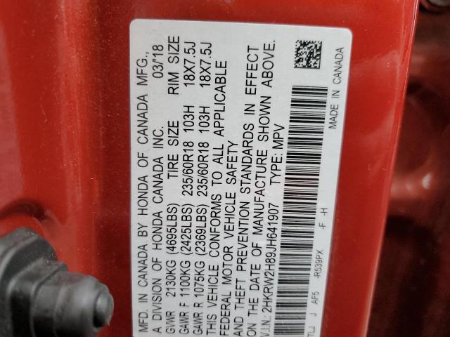 2HKRW2H89JH641907 - 2018 HONDA CR-V EXL ORANGE photo 13