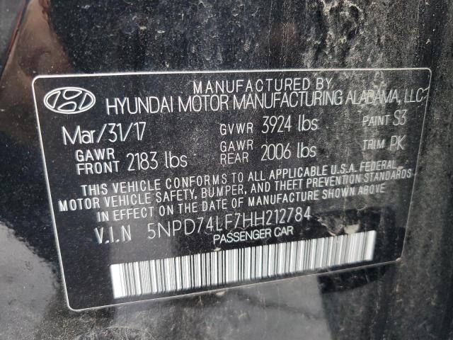 5NPD74LF7HH212784 - 2017 HYUNDAI ELANTRA SE BLACK photo 12