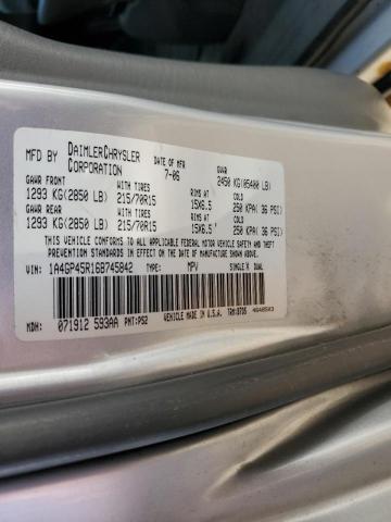 1A4GP45R16B745842 - 2006 CHRYSLER TOWN & COU ვერცხლისფერი ფოტო 13