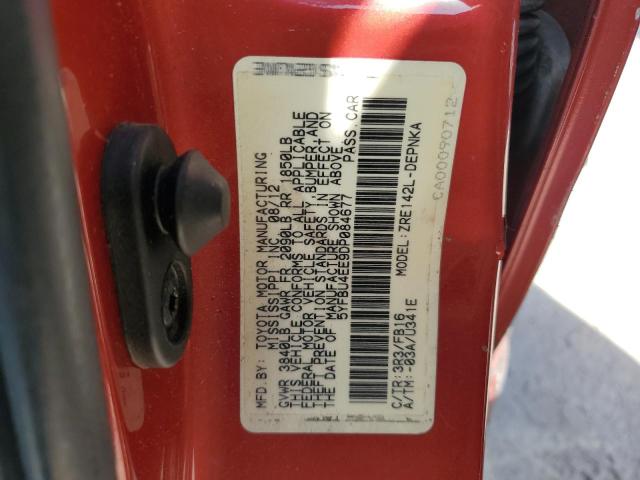 5YFBU4EE9DP084677 - 2013 TOYOTA COROLLA BASE RED photo 12