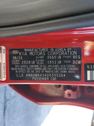 KNADM4A34D6305264 - 2013 KIA RIO LX RED photo 12