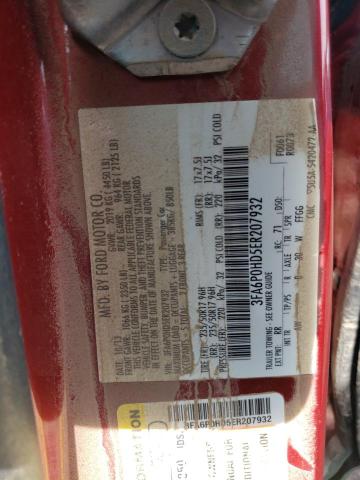 3FA6P0HD5ER207932 - 2014 FORD FUSION SE RED photo 12