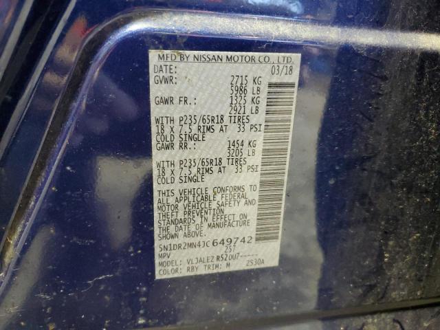 5N1DR2MN4JC649742 - 2018 NISSAN PATHFINDER S BLUE photo 13