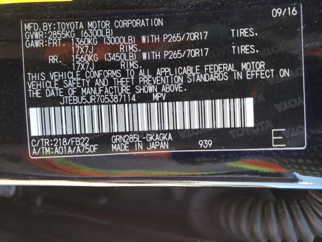 JTEBU5JR7G5387114 - 2016 TOYOTA 4RUNNER SR5/SR5 PREMIUM 黑色 照片 13