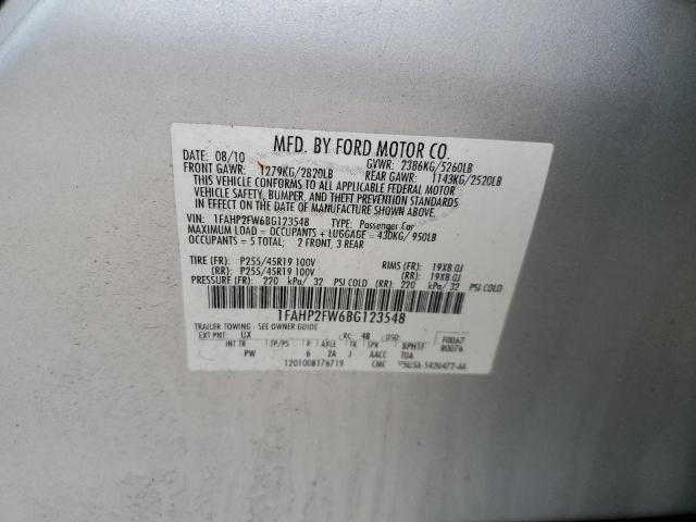 1FAHP2FW6BG123548 - 2011 FORD TAURUS LIMITED SILVER photo 12