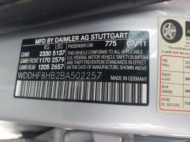 WDDHF8HB2BA502257 - 2011 MERCEDES-BENZ E 350 4MATIC SILVER photo 12