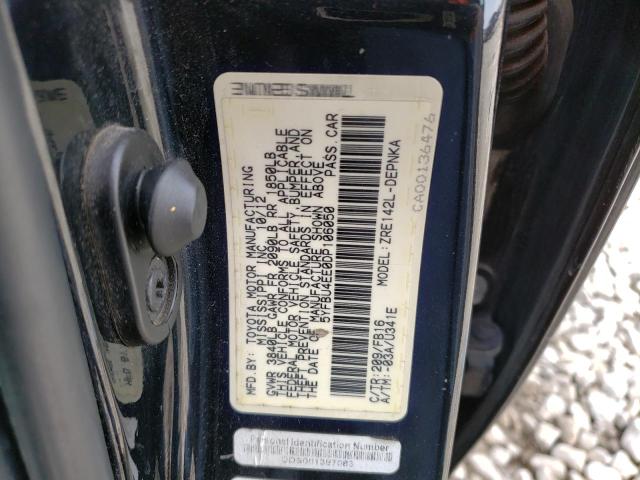 5YFBU4EE0DP106050 - 2013 TOYOTA COROLLA BASE BLACK photo 12