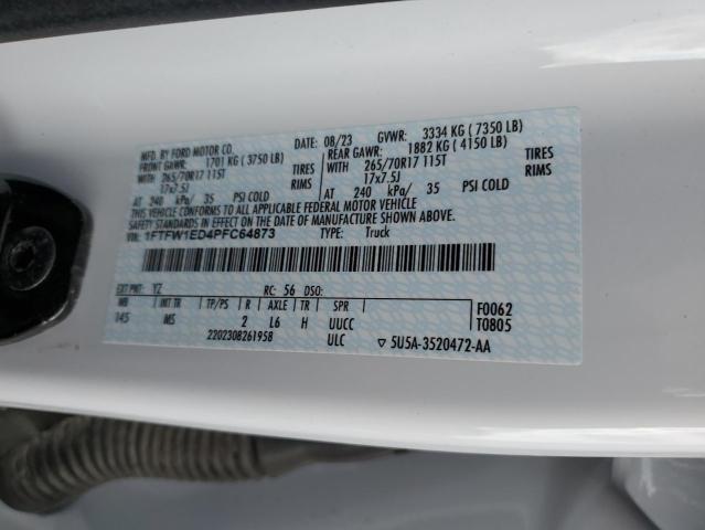 1FTFW1ED4PFC64873 - 2023 FORD F150 SUPERCREW WHITE photo 12