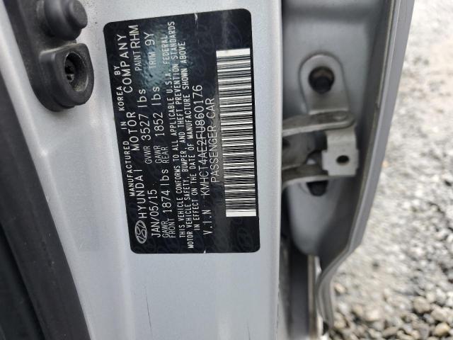 KMHCT4AE2FU860176 - 2015 HYUNDAI ACCENT GLS SILVER photo 12