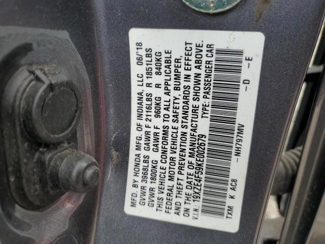 19XZE4F59KE002679 - 2019 HONDA INSIGHT EX GRAY photo 13