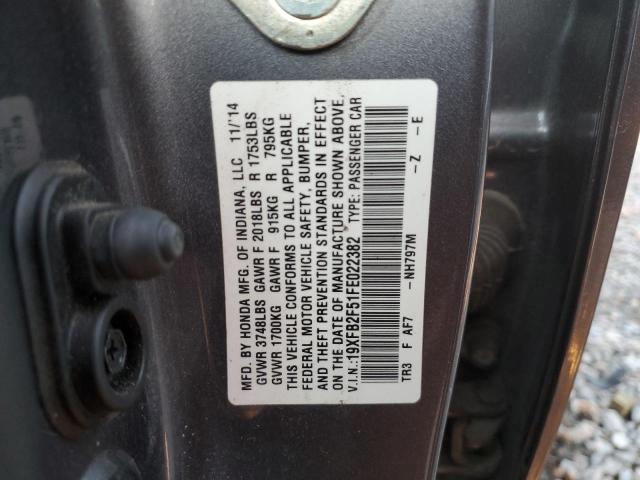 19XFB2F51FE022382 - 2015 HONDA CIVIC LX GRAY photo 12