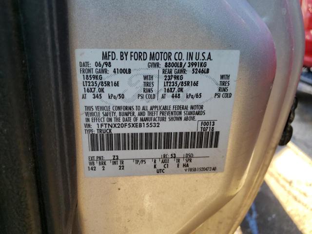 1FTNX20F5XEB15532 - 1999 FORD F250 SUPER DUTY SILVER photo 12