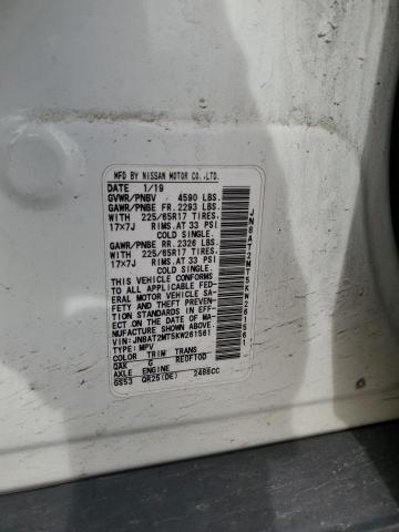 JN8AT2MT5KW261561 - 2019 NISSAN ROGUE S WHITE photo 13