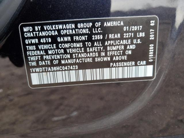 1VWDT7A36HC047423 - 2017 VOLKSWAGEN PASSAT R-LINE Schwarz Foto 12