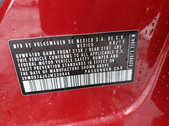 3VWDB7AJ5JM220645 - 2018 VOLKSWAGEN JETTA SE RED photo 12