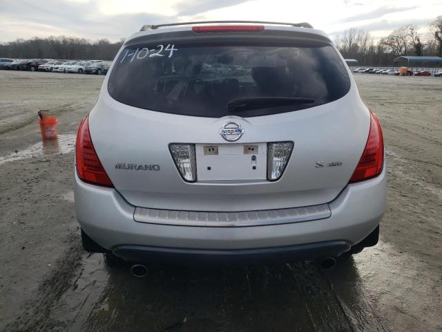 JN8AZ08W16W542382 - 2006 NISSAN MURANO SL SILVER photo 6