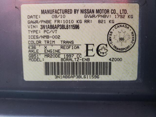 3N1AB6AP3BL611596 - 2011 NISSAN SENTRA 2.0 SILVER photo 12