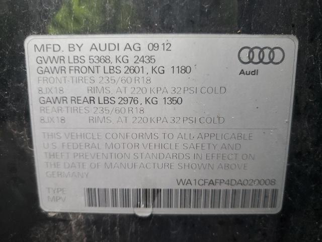 WA1CFAFP4DA020008 - 2013 AUDI Q5 PREMIUM BLACK photo 12