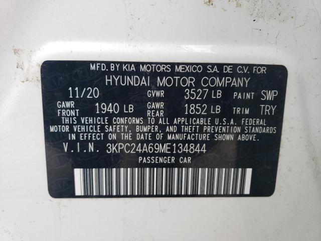 3KPC24A69ME134844 - 2021 HYUNDAI ACCENT SE WHITE photo 12