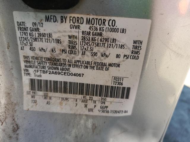 1FTBF2A69CED04067 - 2012 FORD F250 SUPER DUTY SILVER photo 12