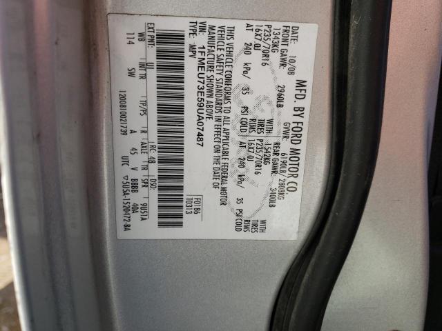 1FMEU73E59UA07487 - 2009 FORD EXPLORER XLT SILVER photo 13