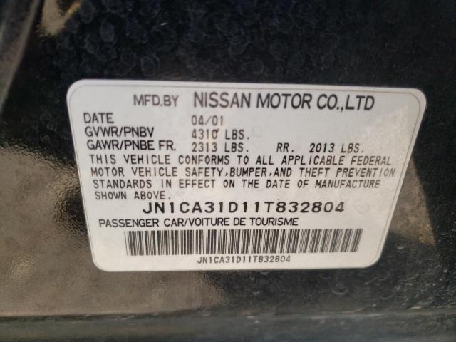 JN1CA31D11T832804 - 2001 NISSAN MAXIMA GXE BLACK photo 12