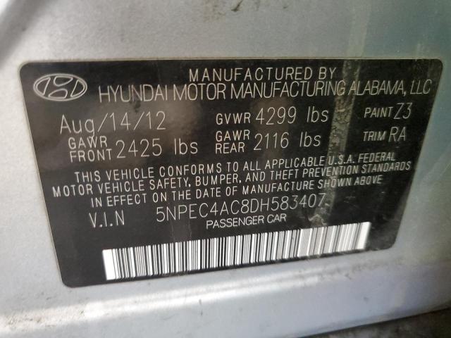 5NPEC4AC8DH583407 - 2013 HYUNDAI SONATA SE SILVER photo 12