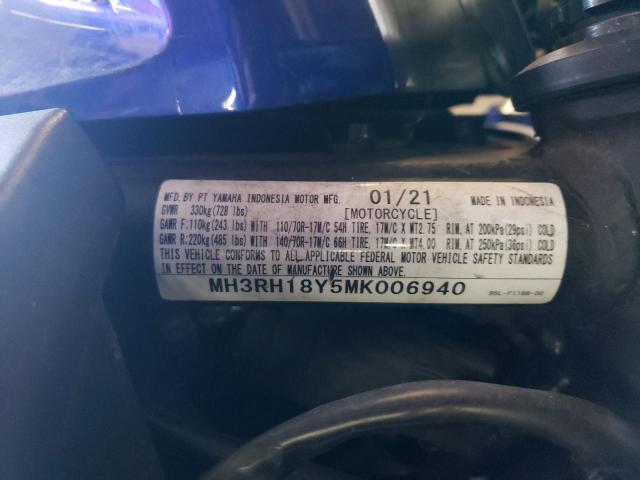 MH3RH18Y5MK006940 - 2021 YAMAHA YZFR3 A BLUE photo 8