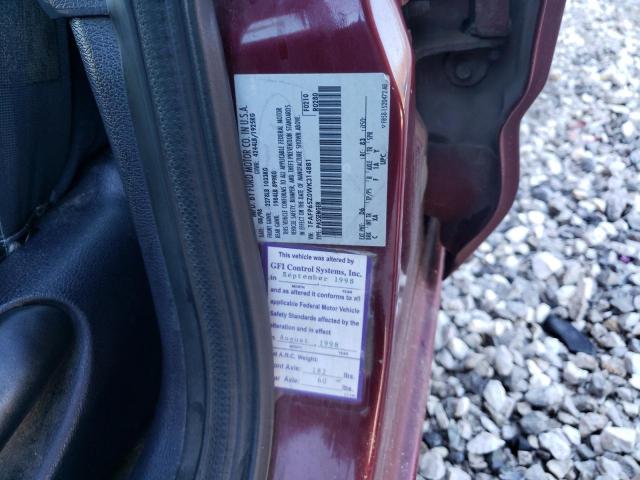 1FAFP65Z0WK314881 - 1998 FORD CONTOUR BASE BURGUNDY photo 12