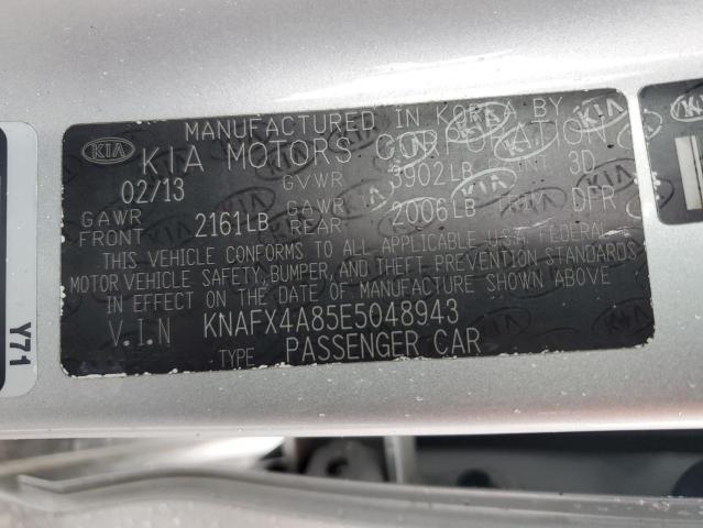 KNAFX4A85E5048943 - 2014 KIA FORTE EX SILVER photo 12