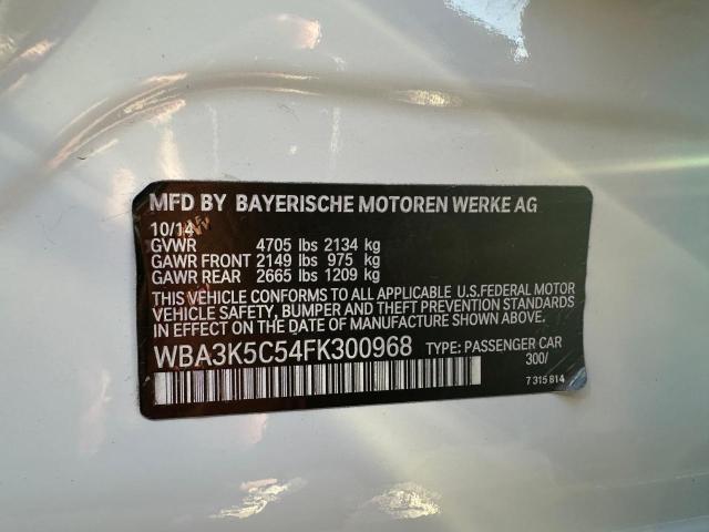 WBA3K5C54FK300968 - 2015 BMW 328 D XDRIVE WHITE photo 10