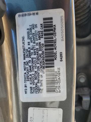 4T1BE32K62U587709 - 2002 TOYOTA CAMRY LE BROWN photo 12