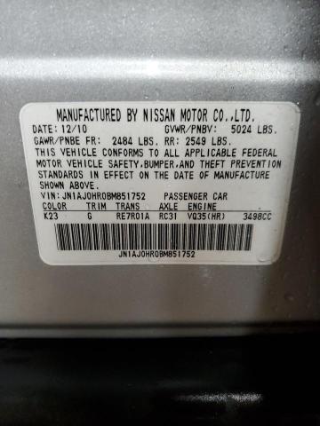 JN1AJ0HR0BM851752 - 2011 INFINITI EX35 BASE Gümüş foto 12