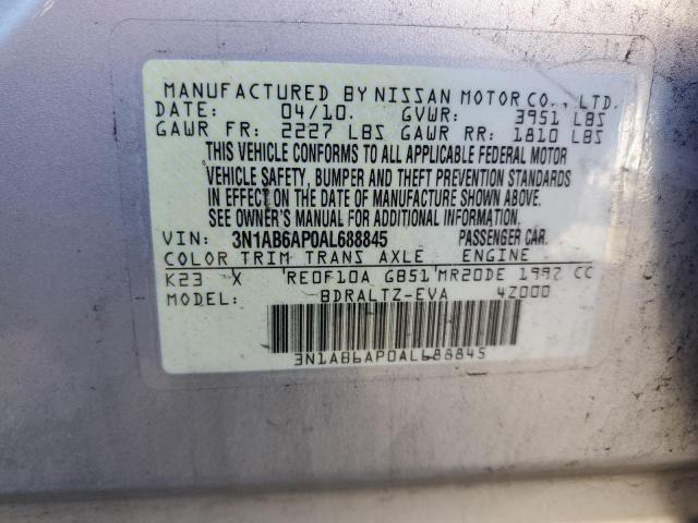 3N1AB6AP0AL688845 - 2010 NISSAN SENTRA 2.0 GRAY photo 13