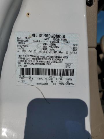 1FMCU93198KB41560 - 2008 FORD ESCAPE XLT WHITE photo 13