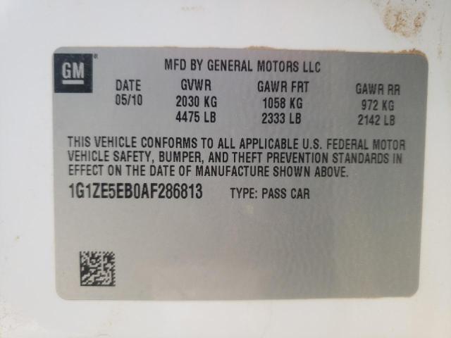 1G1ZE5EB0AF286813 - 2010 CHEVROLET MALIBU LTZ თეთრი ფოტო 12