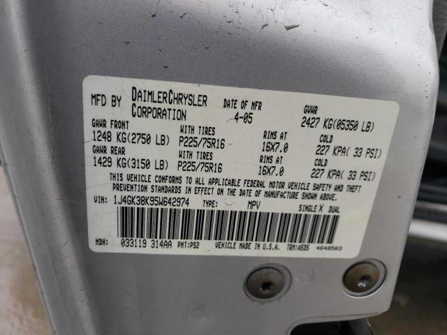 1J4GK38K95W642974 - 2005 JEEP LIBERTY RENEGADE 银色 照片 12