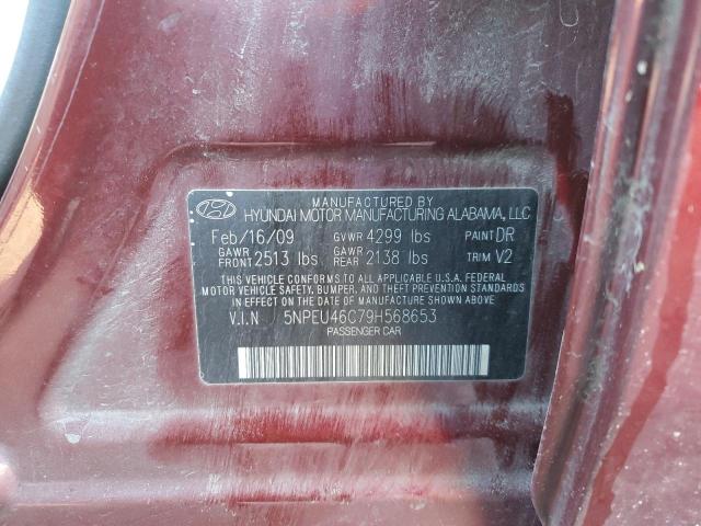 5NPEU46C79H568653 - 2009 HYUNDAI SONATA SE BURGUNDY photo 12